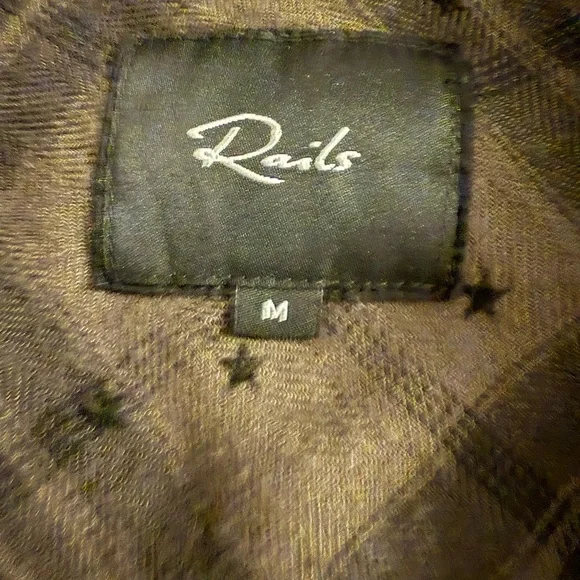 Adorable green plaid Rails flannel with stars Medium - Picture 2 of 4